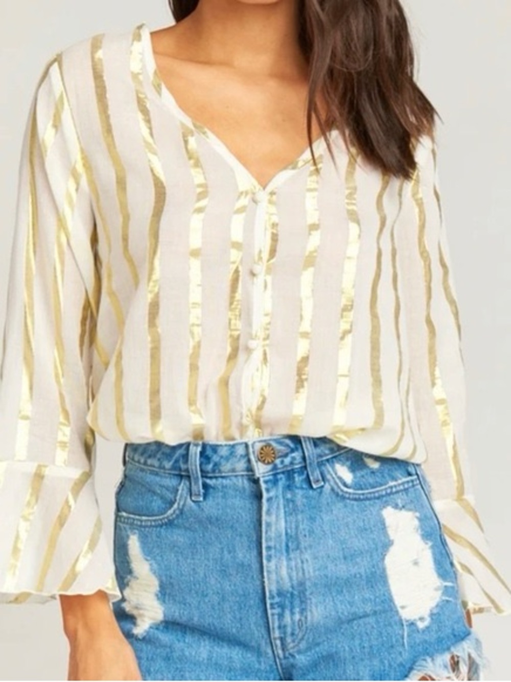 Show Me Your MuMu Gold Stripe Blouse